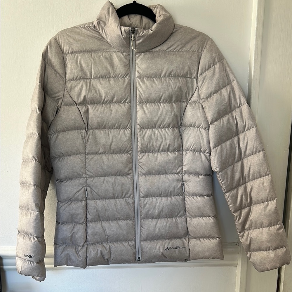 Eddie Bauer Gray Puffer Jacket Lightweight Insulated